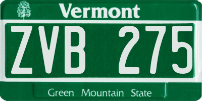 VT license plate ZVB275