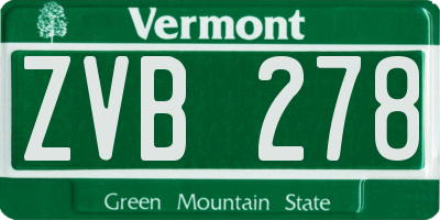 VT license plate ZVB278