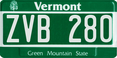 VT license plate ZVB280