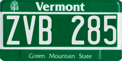 VT license plate ZVB285