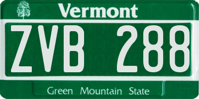 VT license plate ZVB288