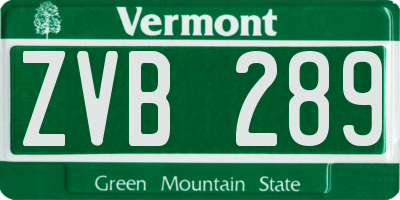 VT license plate ZVB289