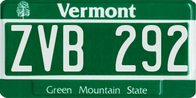 VT license plate ZVB292