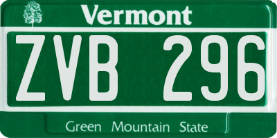VT license plate ZVB296