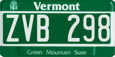 VT license plate ZVB298