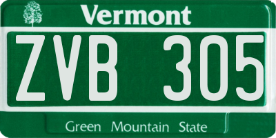 VT license plate ZVB305