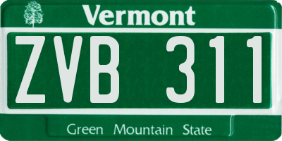 VT license plate ZVB311