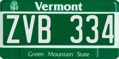 VT license plate ZVB334