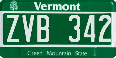 VT license plate ZVB342