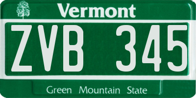 VT license plate ZVB345