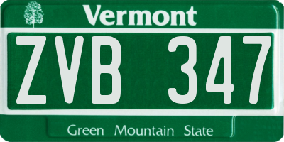 VT license plate ZVB347