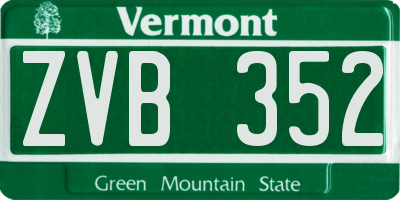 VT license plate ZVB352