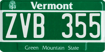VT license plate ZVB355