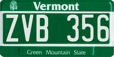 VT license plate ZVB356