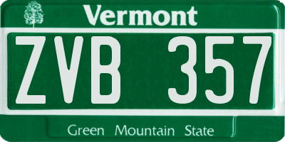 VT license plate ZVB357