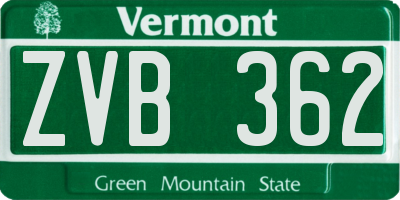 VT license plate ZVB362