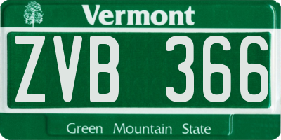 VT license plate ZVB366