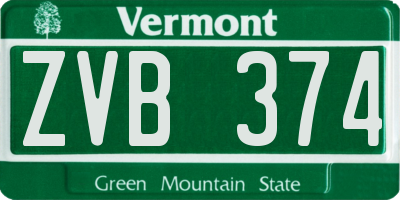 VT license plate ZVB374