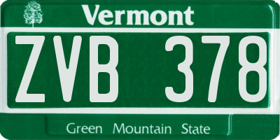 VT license plate ZVB378