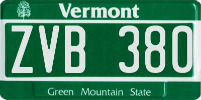 VT license plate ZVB380