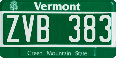 VT license plate ZVB383