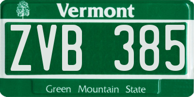 VT license plate ZVB385