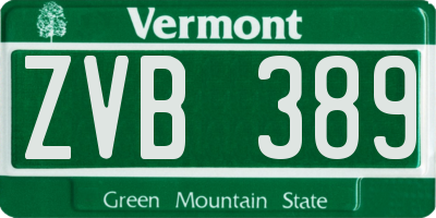 VT license plate ZVB389