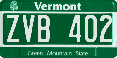 VT license plate ZVB402