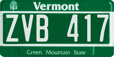 VT license plate ZVB417