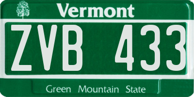 VT license plate ZVB433