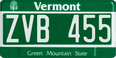 VT license plate ZVB455