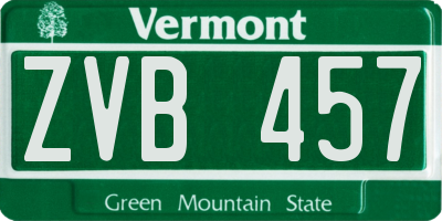 VT license plate ZVB457