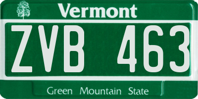 VT license plate ZVB463