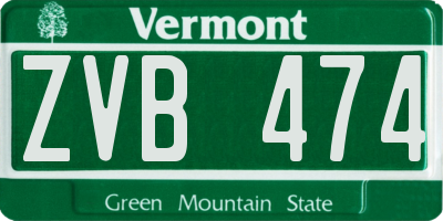 VT license plate ZVB474