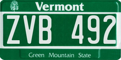 VT license plate ZVB492