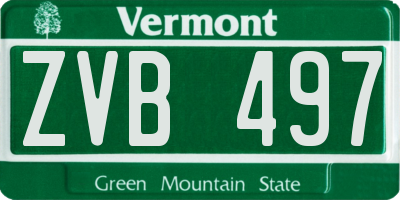 VT license plate ZVB497
