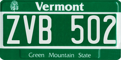 VT license plate ZVB502