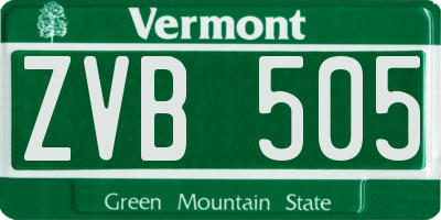 VT license plate ZVB505