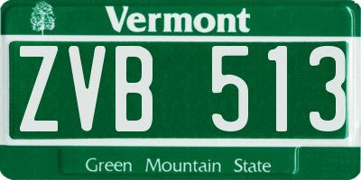 VT license plate ZVB513
