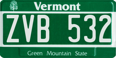 VT license plate ZVB532