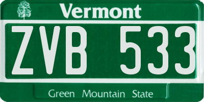VT license plate ZVB533
