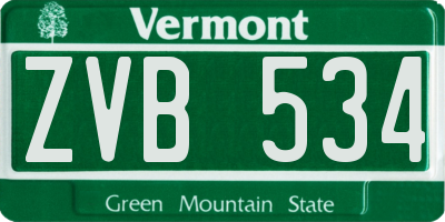 VT license plate ZVB534