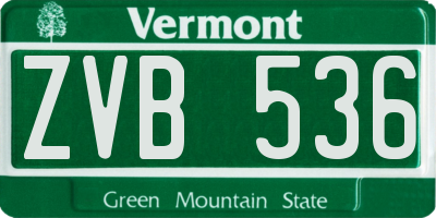 VT license plate ZVB536
