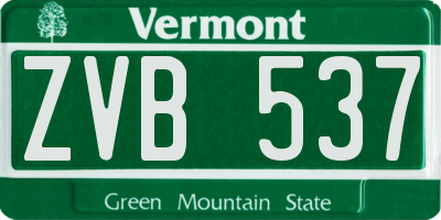 VT license plate ZVB537
