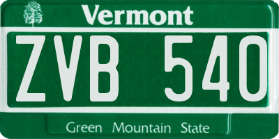 VT license plate ZVB540