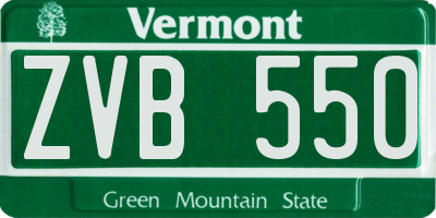 VT license plate ZVB550