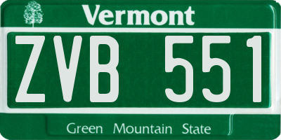 VT license plate ZVB551