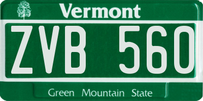 VT license plate ZVB560