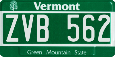 VT license plate ZVB562