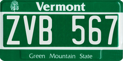 VT license plate ZVB567